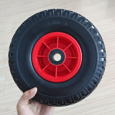 300-4 Rim Rubber Wheel vermelho rodas pneumáticas do carrinho de mão do carro de jardim do pneu de 10 polegadas