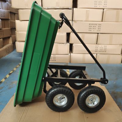Único o pneu pneumático da polegada 350-4 do caminhão basculante 10 do jardim do punho roda o carro de jardim da capacidade 75L