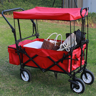 carro de jardim dobrável resistente da dobradura do metal do vagão 80kg com rodas universais