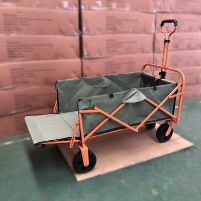 Do carro portátil do trole da praia do vagão da roda do PVC vagão de acampamento de dobramento alaranjado