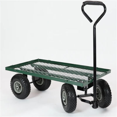 Do carro resistente da jarda do metal carro de quatro rodas da ferramenta do carretel de Mesh Deck Steel Wagon Hose