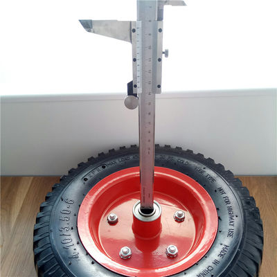 350-6 rodas pneumáticas de aço vermelhas do caminhão do saco de Rim Pneumatic Trolley Wheels Rubber