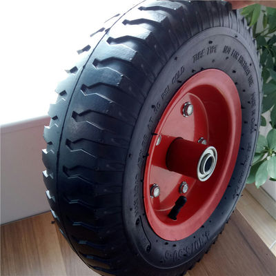350-6 rodas pneumáticas de aço vermelhas do caminhão do saco de Rim Pneumatic Trolley Wheels Rubber