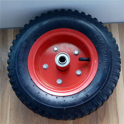 350-6 rodas pneumáticas de aço vermelhas do caminhão do saco de Rim Pneumatic Trolley Wheels Rubber