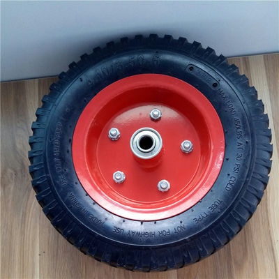 350-6 rodas pneumáticas de aço vermelhas do caminhão do saco de Rim Pneumatic Trolley Wheels Rubber