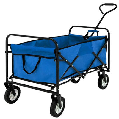 Vagão dobrável azul portátil que caminha o vagão de dobramento resistente de quatro rodas
