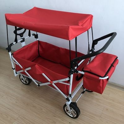 Carro de serviço público da dobradura do vagão trole dobrável da praia de 8 polegadas com tela do dossel 600D Oxford