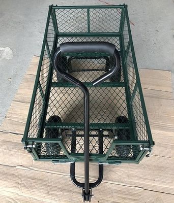 50L Utility Mesh Steel Garden Cart Folding Utility Wagon com lados removíveis e rodas de 4,10/3,50-4 polegadas