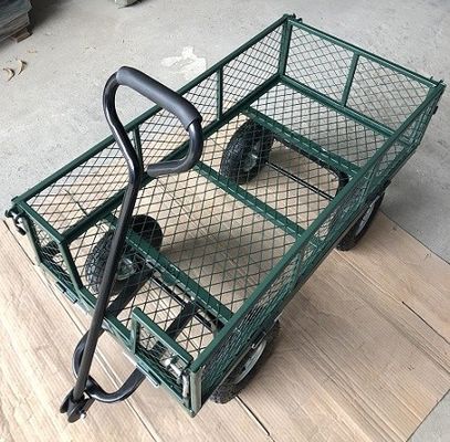 50L Utility Mesh Steel Garden Cart Folding Utility Wagon com lados removíveis e rodas de 4,10/3,50-4 polegadas