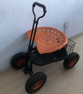 Trabalho de rolamento Seat do jardim resistente com ferramenta Tray Planting Orange