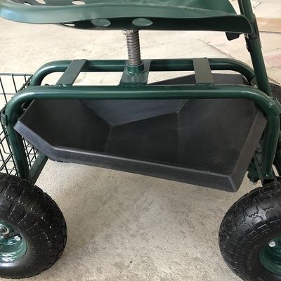 Trabalho de rolamento Seat do jardim resistente com ferramenta Tray Planting Orange