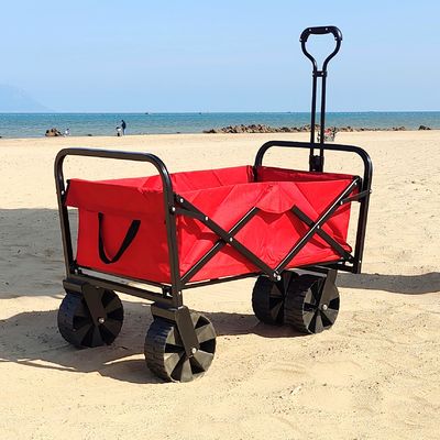 Carro dobrável prático da praia das rodas largas que solda o vagão industrial da dobradura do armazenamento