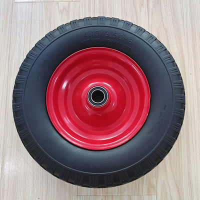 3.50-6 o trole de aço vermelho de Rim Sack Barrow Rubber Pneumatic do pneu roda 10 polegadas