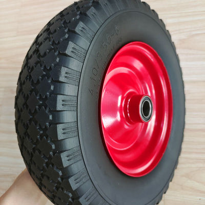 3.50-6 o trole de aço vermelho de Rim Sack Barrow Rubber Pneumatic do pneu roda 10 polegadas