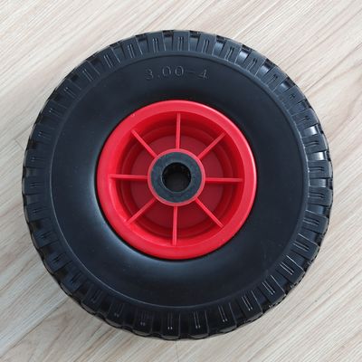 300-4 Rim Rubber Wheel vermelho rodas pneumáticas do carrinho de mão do carro de jardim do pneu de 10 polegadas