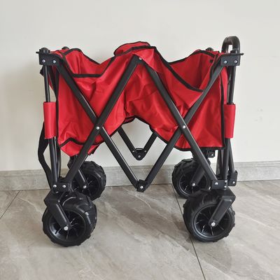 O-tipo carro de acampamento da praia dobrável larga ajustável da roda do plutônio do vagão da dobradura do punho