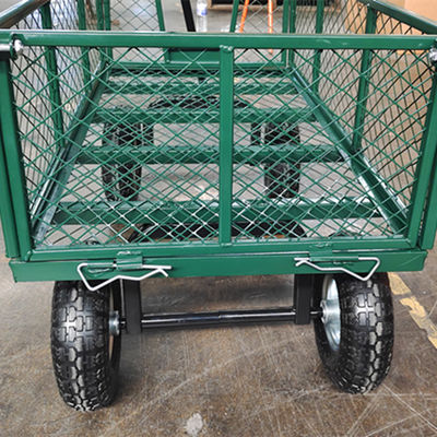 Carrinho de jardim de malha metálica de quatro rodas - perfeito para tarefas ao ar livre