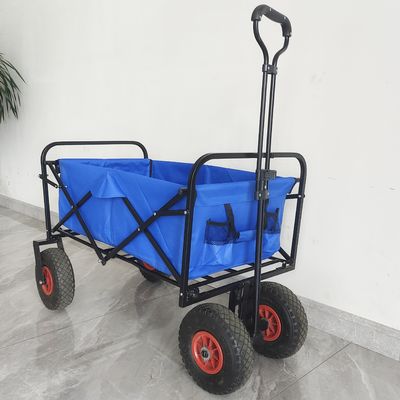 O pneu pneumático de dobramento dobrável do vagão do quadro de aço inoxidável roda o carro de jardim portátil