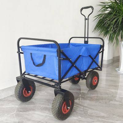 O pneu pneumático de dobramento dobrável do vagão do quadro de aço inoxidável roda o carro de jardim portátil