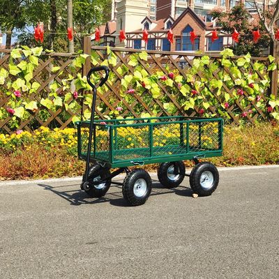 Carrinho de malha de jardim desmontável dobrável, raios de metal, quatro rodas infláveis de borracha