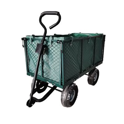Carrinho de jardim de malha metálica de quatro rodas - perfeito para tarefas ao ar livre